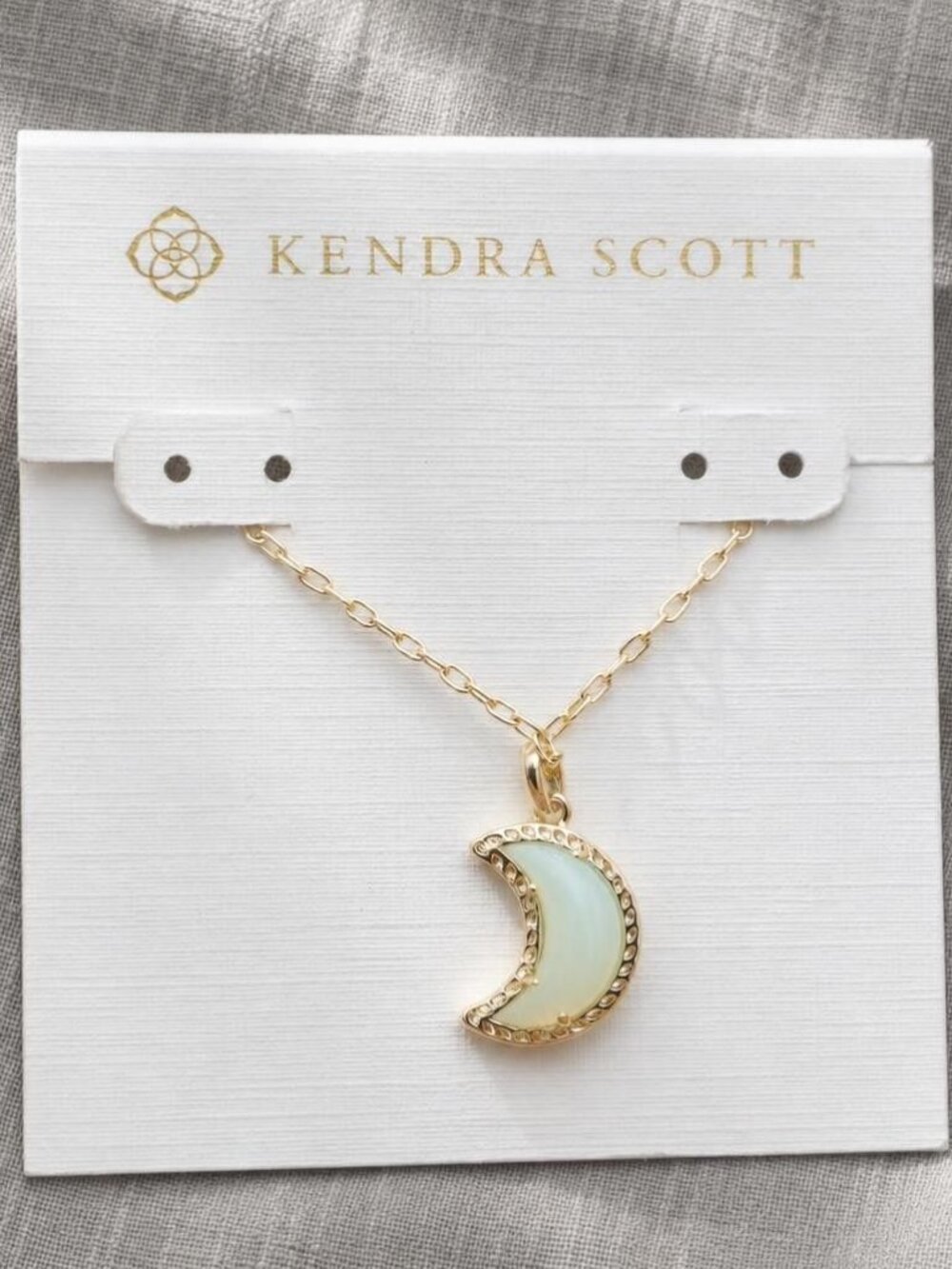 Kendra Scott Moon Gold Necklace & White Opalescent Resin